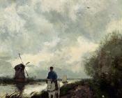 让 亨德里克 维西恩布鲁奇 : On The Tow Path Along The River Amstel